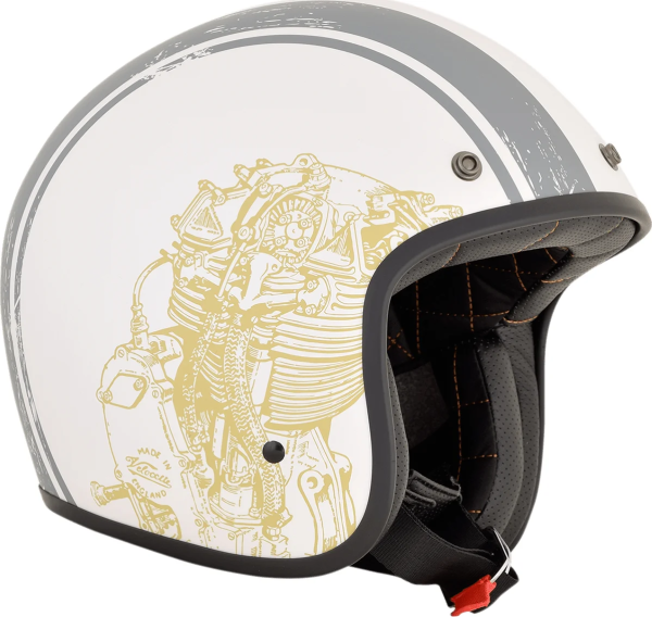 Fx-76 Raceway Vintage Helmet Matte White/gray 2x-large Gray, Matte, White, Yellow 2XL, 1, nordicamoto.ro