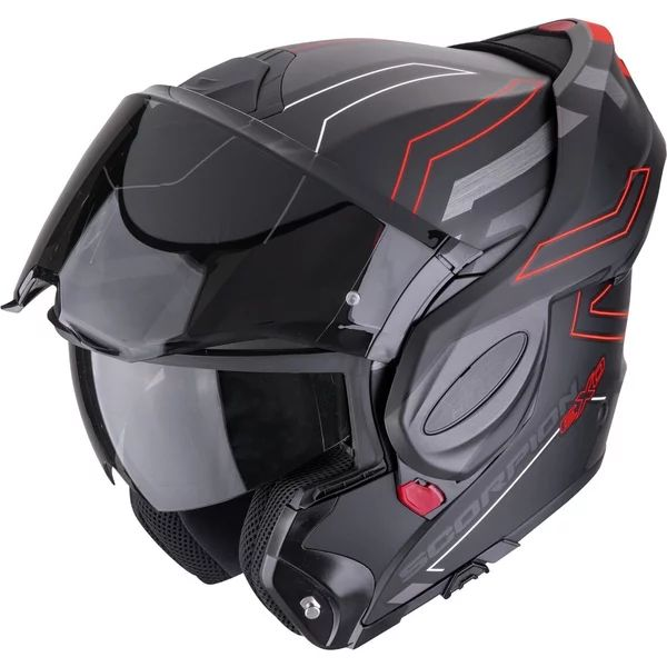 Casca modulara flip-back EXO-TECH EVO CONQUER M Negru mat/Rosu, 4, nordicamoto.ro