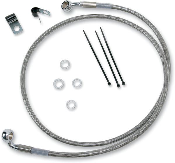 Extended Length Stainless Steel Brake Line Kit Silver, Clear-coated Oversize [+51 mm (2'')], 1, nordicamoto.ro