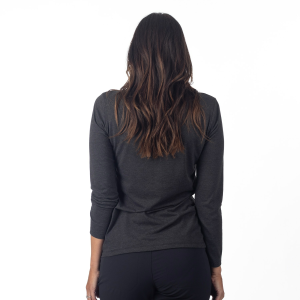 Tricou Dama Klim Haven Tri-blend LS Heathered Gray - Rain Forest-8