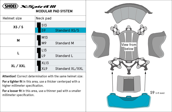 Căptușeală centrală gât cască SHOEI XSPR3 Type-I XL-XXL-0