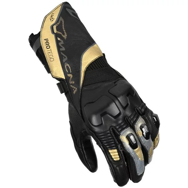 Manusi de piele sport dama MACNA PROTEGO S Negru/Auriu, 5, nordicamoto.ro
