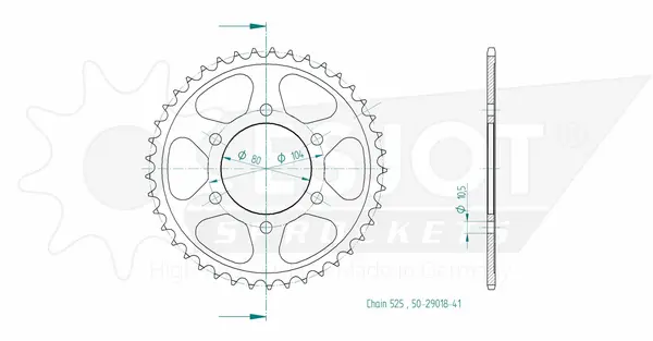 Pinion standard spate 525 negru, 2, nordicamoto.ro