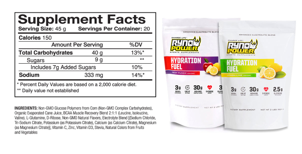 Pudră pentru băutură cu electroliți Ryno Power HYDRATION FUEL Fruit Punch, 907 g, 20 de porții, 3, nordicamoto.ro
