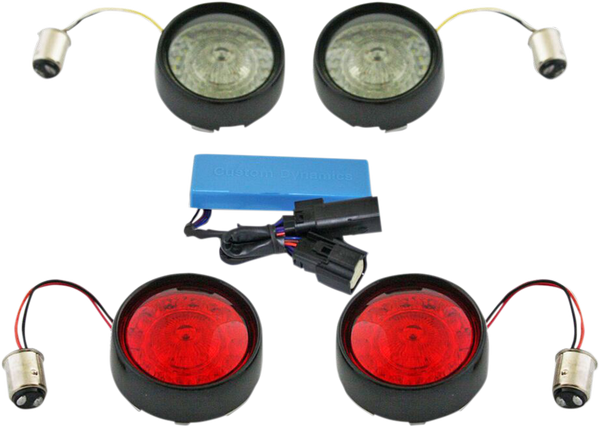 Complete Front & Rear Turn Signal Conversion Kit With Bullet Bezel Lenses Black, 1, nordicamoto.ro