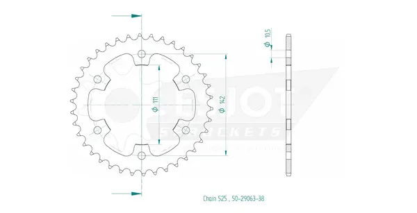 Pinion standard spate 525 negru, 2, nordicamoto.ro