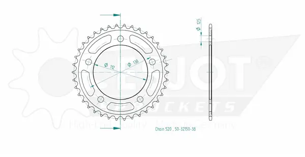 Pinion standard spate 520 negru, 2, nordicamoto.ro