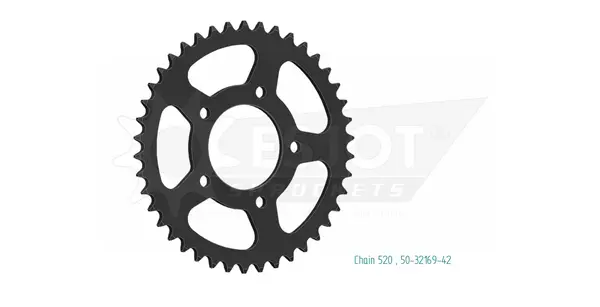 Pinion standard spate 520 negru, 1, nordicamoto.ro