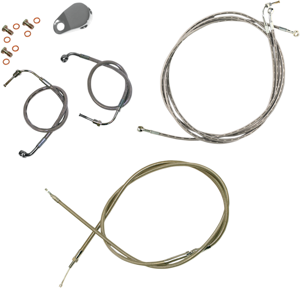 Standard Stainless Braided Handlebar Cable/brake Line Kit Silver, 2, nordicamoto.ro