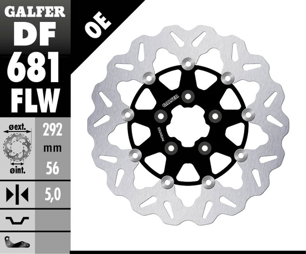Brake Rotor Floating Flame Black, Silver, 1, nordicamoto.ro