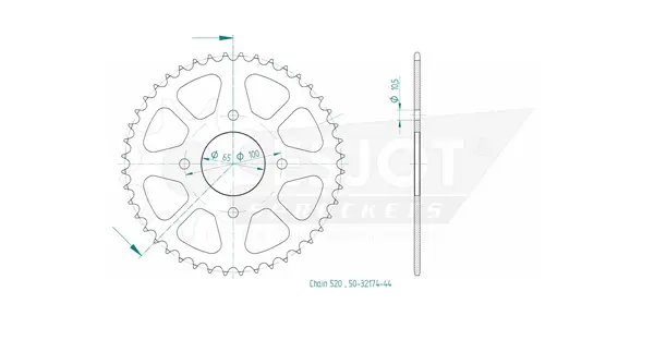 Pinion standard spate 520 negru, 2, nordicamoto.ro