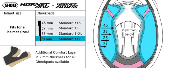 Burete interior obraji casca SHOEI HORNET ADV 43mm-0