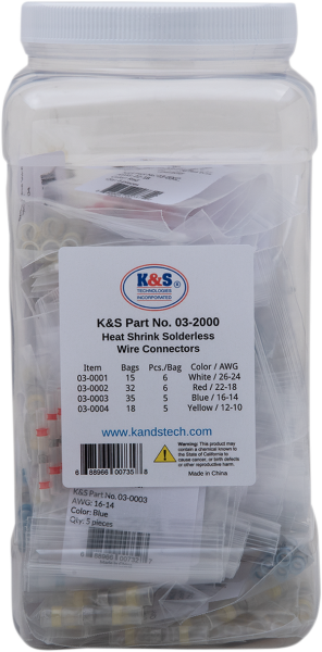 Heat-shrink Solderless Wire Connector Kit/refill Blue, Red, White, Yellow-2