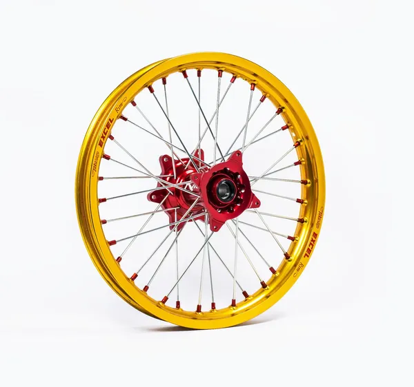 Elite Mx-en Wheel, Silver Spokes Gold, Red-1