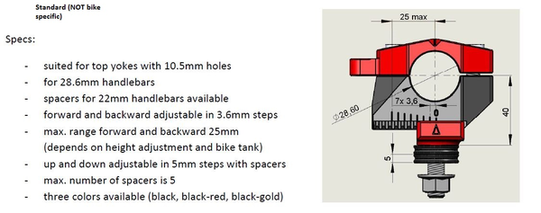 2d.gt Handlebar Risers Black, 4, nordicamoto.ro