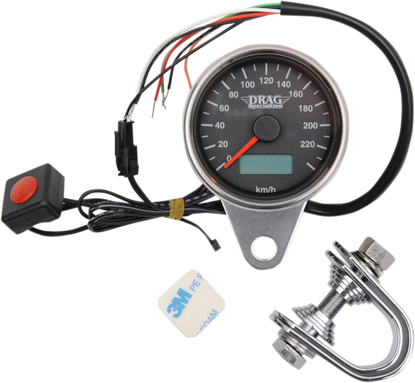 Programmable Mini Electronic Speedometer With Odometer/tripmeter Black, 1, nordicamoto.ro