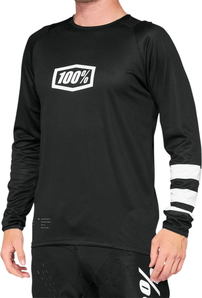 Tricou MTB 100% R-Core Black/White-2