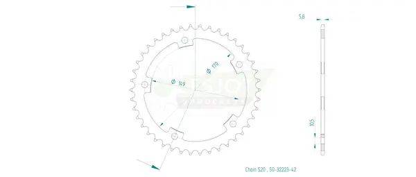 Pinion standard spate 520 negru, 2, nordicamoto.ro
