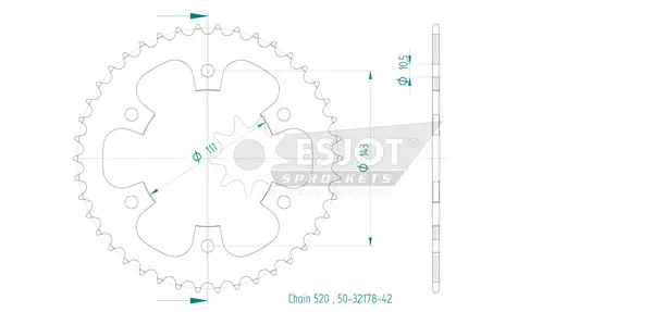 Pinion standard spate 520 negru, 2, nordicamoto.ro
