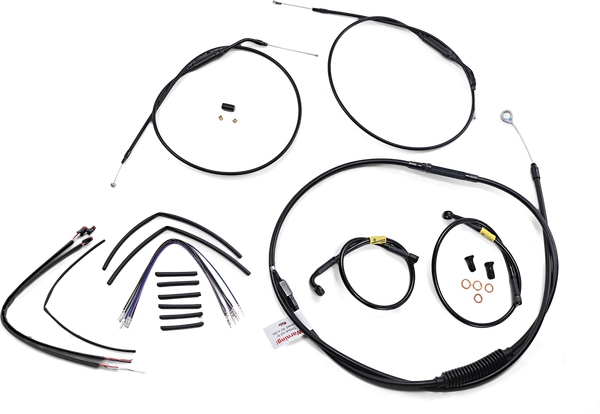 Handlebar Cable And Brake Line Kit For Wide Glide Gorilla Handlebars Silver, 1, nordicamoto.ro