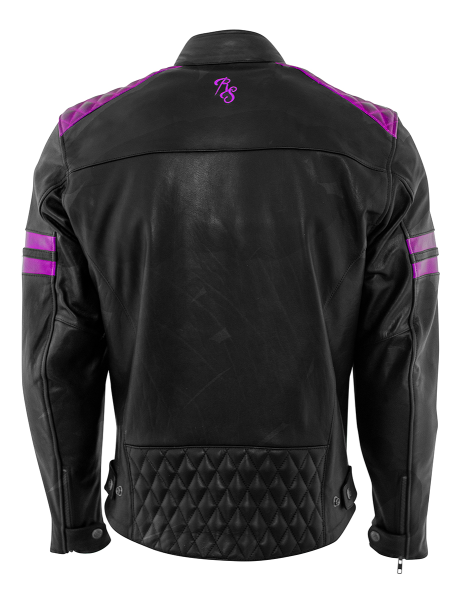 Geaca Piele Rusty Stitches JARI Black/Purple-0