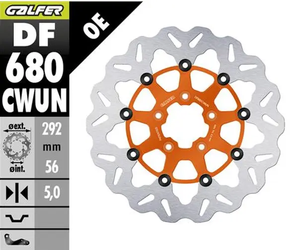 Brake Rotor Floating Wave Orange, Silver, Stainless Steel, 1, nordicamoto.ro