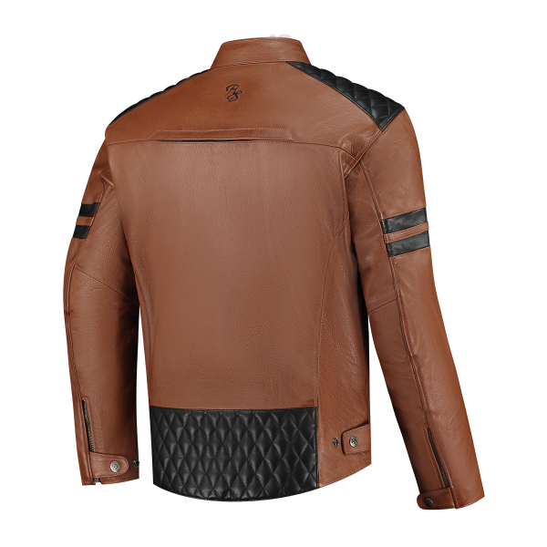 Geaca Piele Rusty Stitches Jari V2 Cognac/Black-0