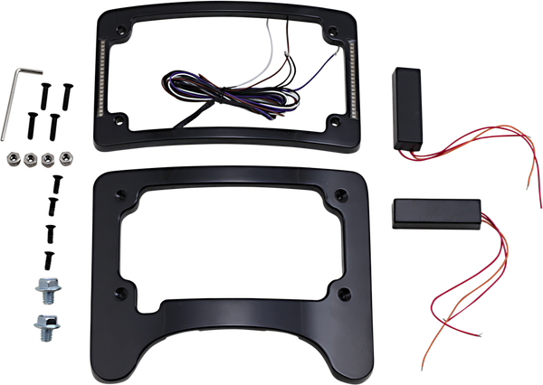 Turn Signal Eliminator With Tri Radius Illuminated Plate Frame Amber, White, 2, nordicamoto.ro