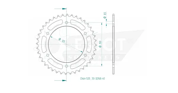 Pinion standard spate 520 negru, 2, nordicamoto.ro