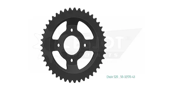 Pinion standard spate 520 negru, 1, nordicamoto.ro
