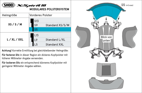 Căptușeală centrală frontală cască SHOEI XSPR3 Type-I  L-XXL-0
