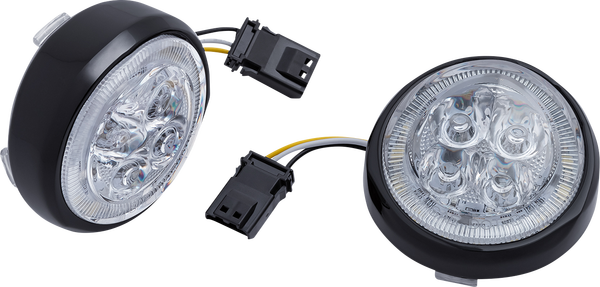 Led Lighted Fang® Front Signal Light Inserts With Bezel Black, 2, nordicamoto.ro
