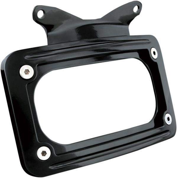 Curved License Plate Mount With Frame Gloss Black, 1, nordicamoto.ro