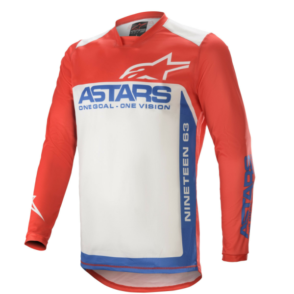 Tricou Alpinestars Racer Supermatic Bright Red/Blue off White-0