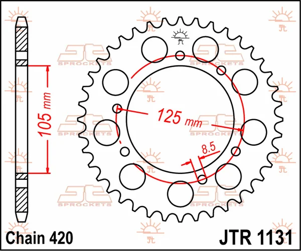 JT SPROCKETS Pinion spate, culoare naturală, 1, nordicamoto.ro