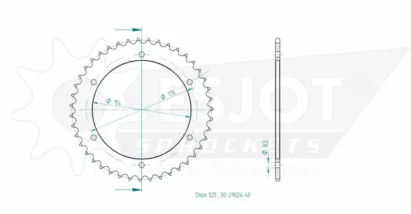 Pinion standard spate 525 negru, 2, nordicamoto.ro