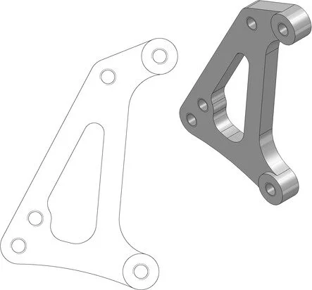 Suport adaptor pentru disc de frână Supermoto, negru, 3, nordicamoto.ro