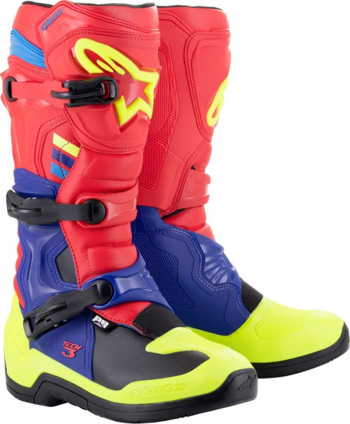 Cizme Alpinestars Tech 3 Fluorescent Yellow/Red/Blue/Black-1
