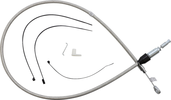 Polished Stainless Quick Connect Upper Clutch Cable Silver, 1, nordicamoto.ro