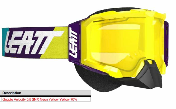 Leatt Goggle Velocity 5.5 SNX Neon Yellow Yellow 70%, 2, nordicamoto.ro