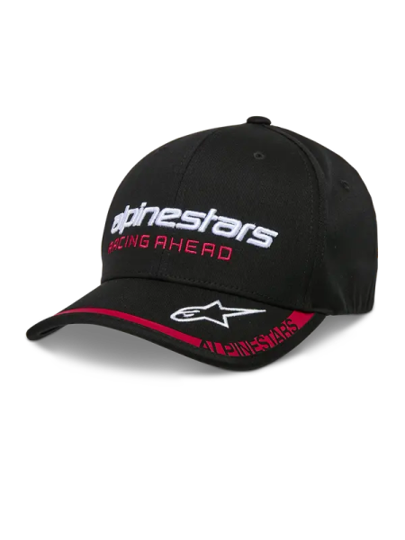 Indent Curved Bill Hat Black, Red, White 