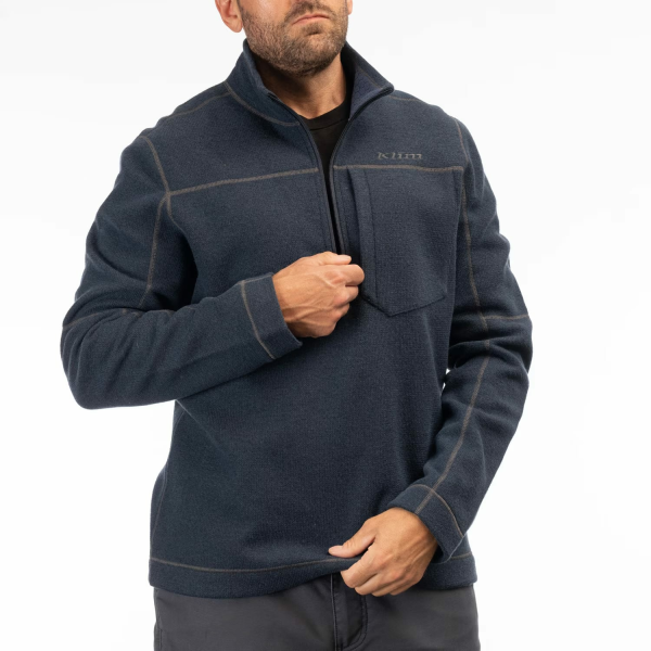 Pulover Snowmobil Klim Bighorn Canyon Wool Fleece 1/4 Zip Mid Layer Black Heather-7