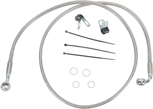Extended Length Stainless Steel Brake Line Kit Silver, Clear-coated Oversize [+203 mm (8'')], 1, nordicamoto.ro