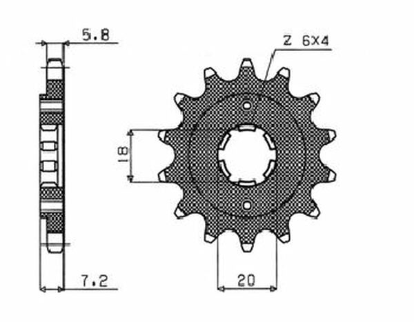 Pinion pentru arbore intermediar Powerdrive, negru, parkerizat, 1, nordicamoto.ro