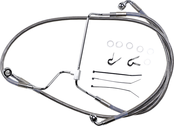 Extended Length Stainless Steel Brake Line Kit Silver, Clear-coated Oversize [+305 mm (12')], 1, nordicamoto.ro