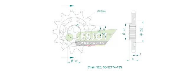 Sport Sprocket Front 520 Natural, 2, nordicamoto.ro