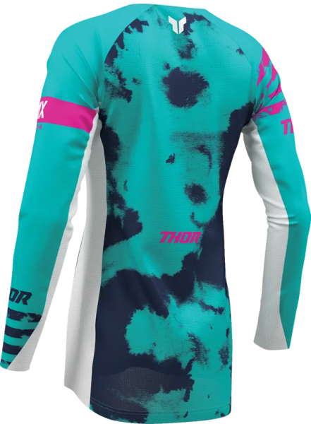 Womens Launchmode Bleach Jersey White, Blue -4
