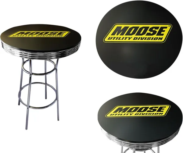 Round Pub Table Black, Yellow, Chrome Plated 