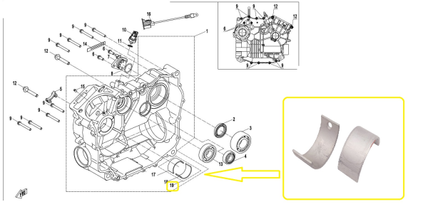 Set Cuzineți Palier Roșu CFMOTO 400 / 450 / 520 / 550 / 800 / 850 / 1000 (2013–prezent)-1