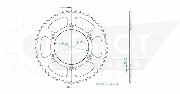 Pinion standard spate 520 negru, 2, nordicamoto.ro